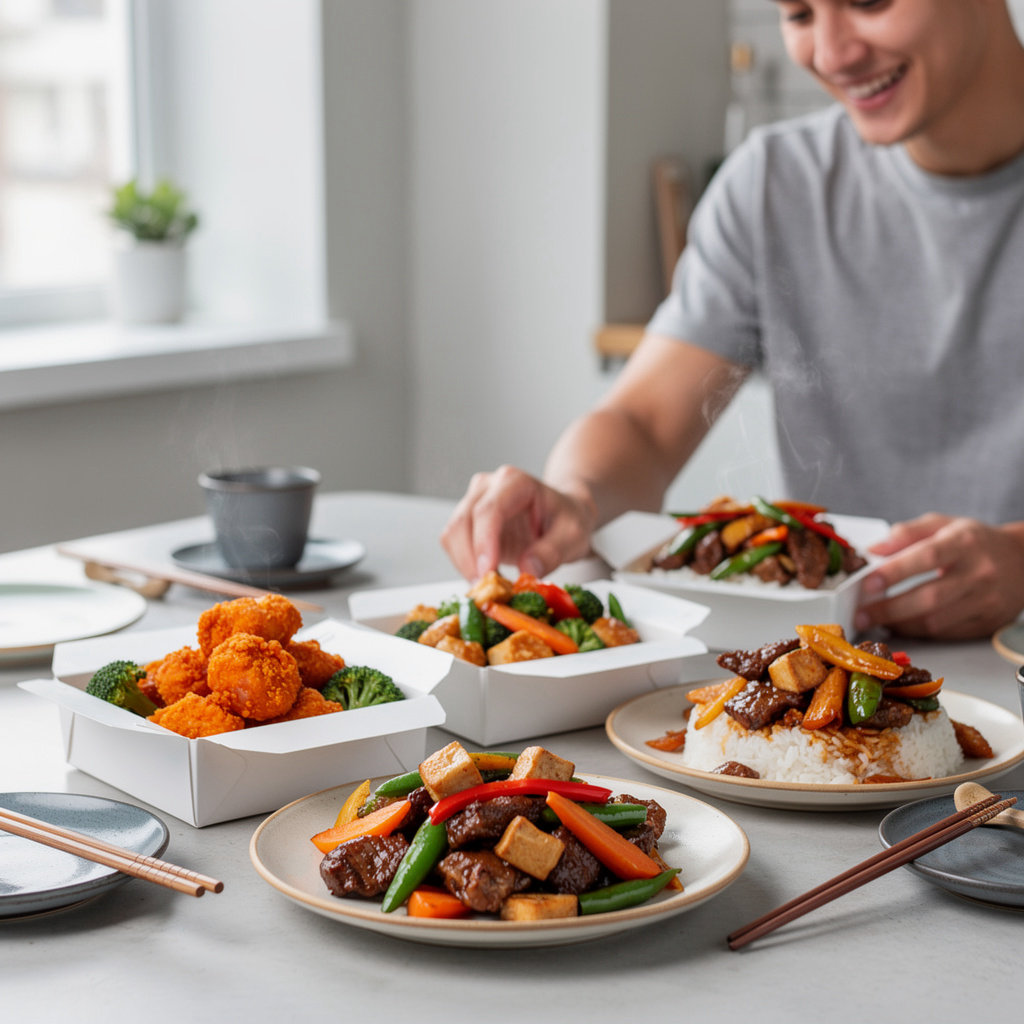 Delicious main course dishes from Red Pepper Chinese Food Express in Isla Vista, featuring chicken, beef, and vegetarian options